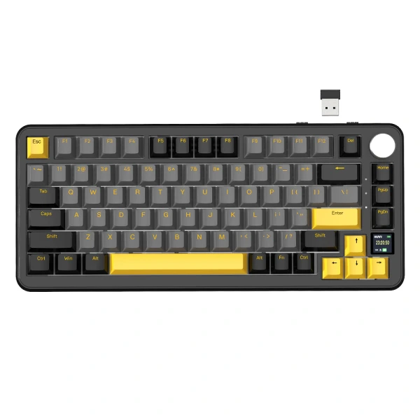 ATTACK SHARK X85 PRO Strawberry Switch keyboard in Starry Black, ergonomic gaming peripheral.