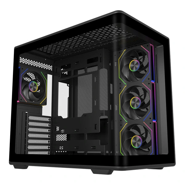 Cooler Master Elite 600 ARGB (Black) mid-tower PC case with tempered glass side panel and front ARGB lighting.