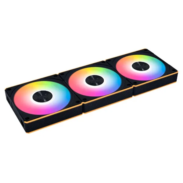 Lian Li UNI FAN CL Wireless Reverse 120 Black fans in a triple pack, featuring optimized airflow and wire-free design.