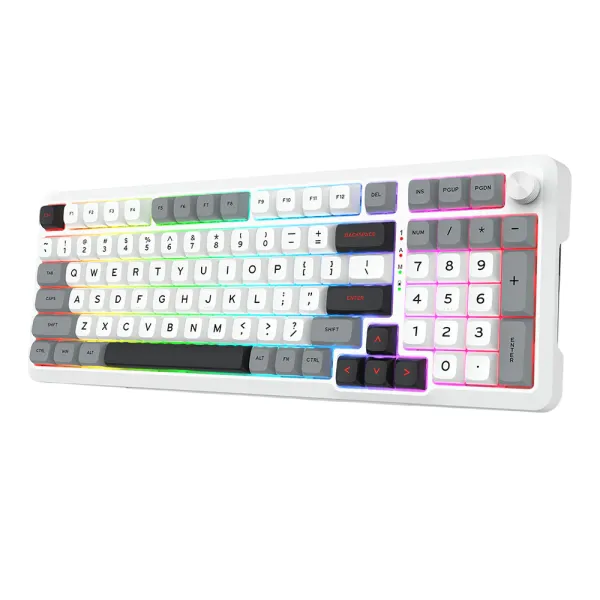 Redragon K688 Pro Wireless Mechanical Keyboard in White, Gray, and Black color options.