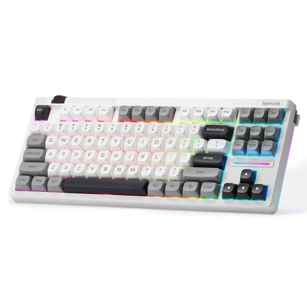 Redragon K729 OTIM Pro Wireless Mechanical Keyboard in White, Grey, and Black.